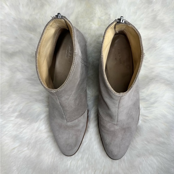 Rag & Bone Suede Wesley Ankle Boots Block Heel Bootie Grey Gray Size 38.5 8.5 US - Picture 6 of 13